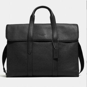 Coach Metropolitan Portfolio RF8  black pebbled leather w/ shoulder strap EUC
